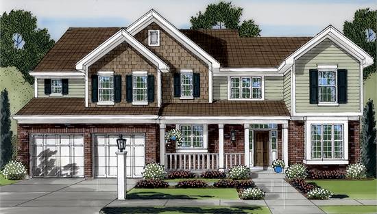 Stunning Front Rendering with Double Garage and Front Porch
